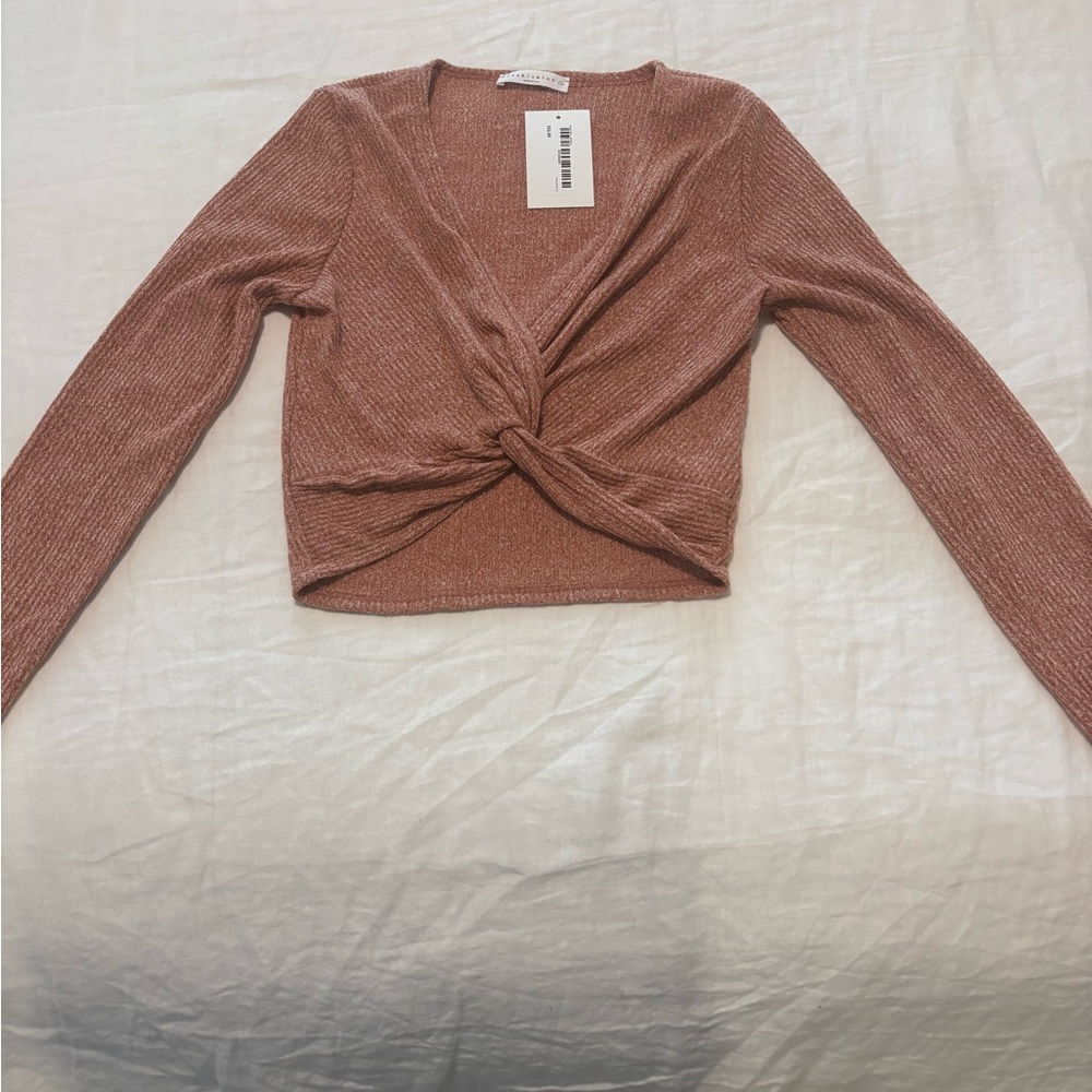 Women's Twist Front Ribbed Top - Rust